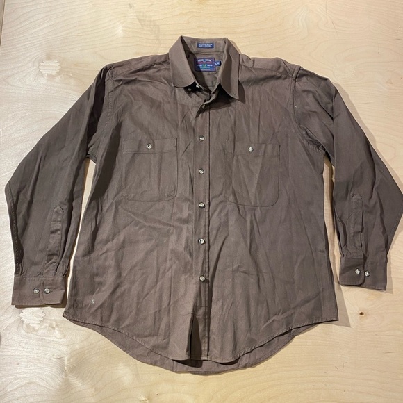 Members Only Dark Brown Casual Button Down Shirt Large (GA) - Picture 1 of 9